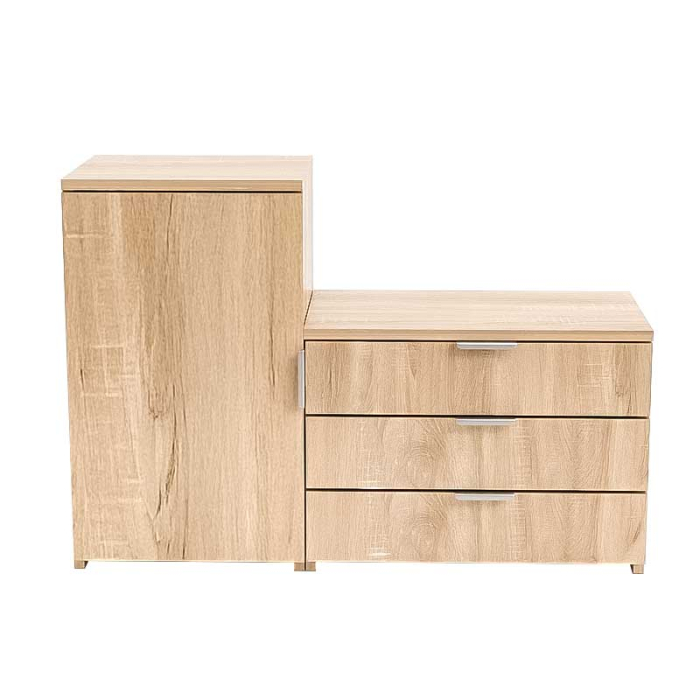 Dulap pentru depozitat incaltaminte, pantofar, PAL 18mm, 3 sertare, 2 rafturi, Stejar Natur, 98.4x36x68/43 cm [3]