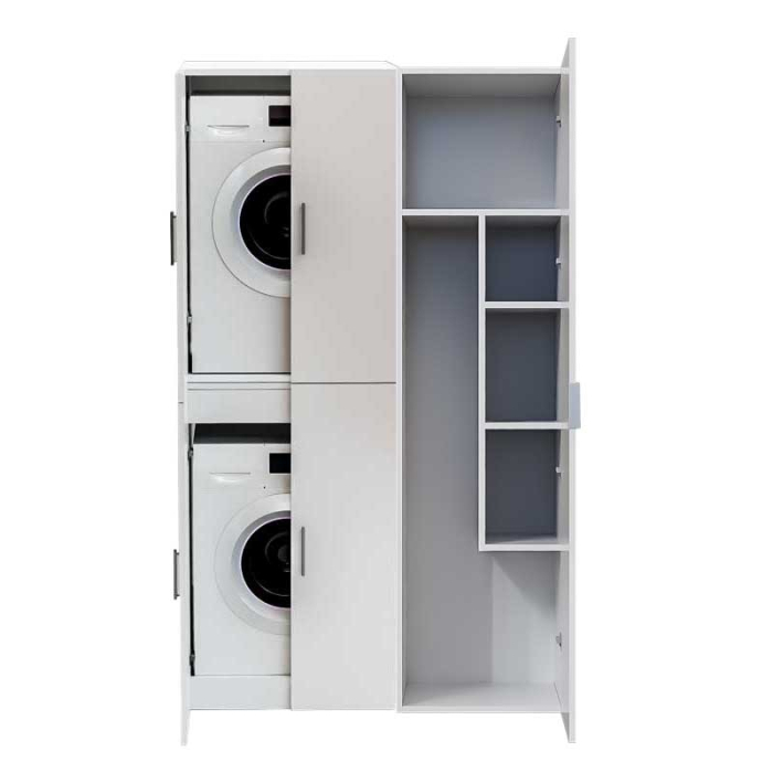 Dulap pentru masă de călcat și produse de curățenie Lucmi, PAL 18 mm, Alb Mat, 50 x 50 x 189 (H) cm [9]