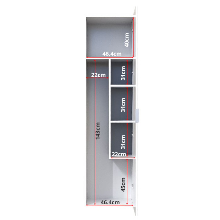 Dulap pentru masă de călcat și produse de curățenie Lucmi, PAL 18 mm, Alb Mat, 50 x 50 x 189 (H) cm [6]