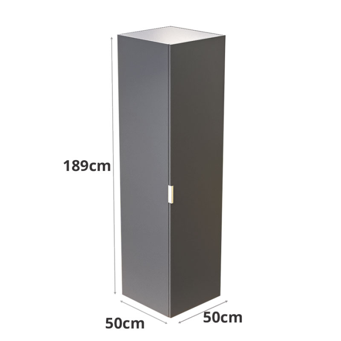 Dulap pentru masă de călcat și produse de curățenie Lucmi, PAL 18 mm, Negru Mat, 50 x 50 x 189 (H) cm [3]