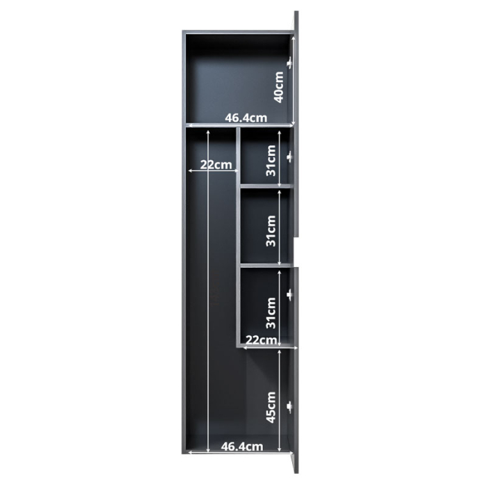 Dulap pentru masă de călcat și produse de curățenie Lucmi, PAL 18 mm, Negru Mat, 50 x 50 x 189 (H) cm [4]
