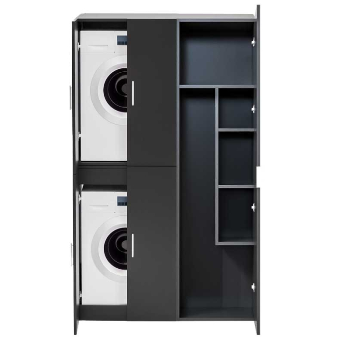 Dulap pentru masă de călcat și produse de curățenie Lucmi, PAL 18 mm, Negru Mat, 50 x 50 x 189 (H) cm [7]
