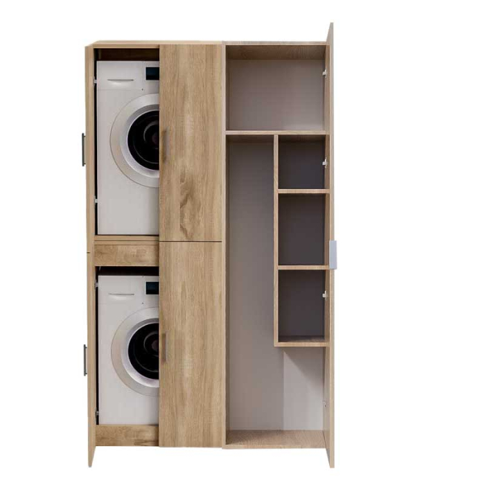 Dulap pentru masă de călcat și produse de curățenie Lucmi, PAL 18 mm, Stejar Natur, 50 x 50 x 189 (H) cm [7]