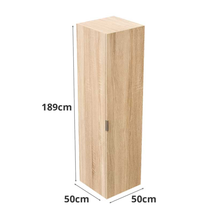 Dulap pentru masă de călcat și produse de curățenie Lucmi, PAL 18 mm, Stejar Natur, 50 x 50 x 189 (H) cm [3]
