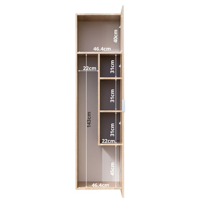 Dulap pentru masă de călcat și produse de curățenie Lucmi, PAL 18 mm, Stejar Natur, 50 x 50 x 189 (H) cm [4]