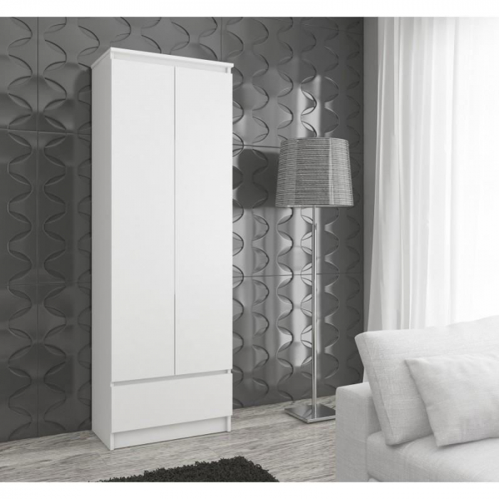 Dulap, placa laminata, 1 sertar, 4 rafturi, 2 usi, alb, 60x35x180 cm [4]