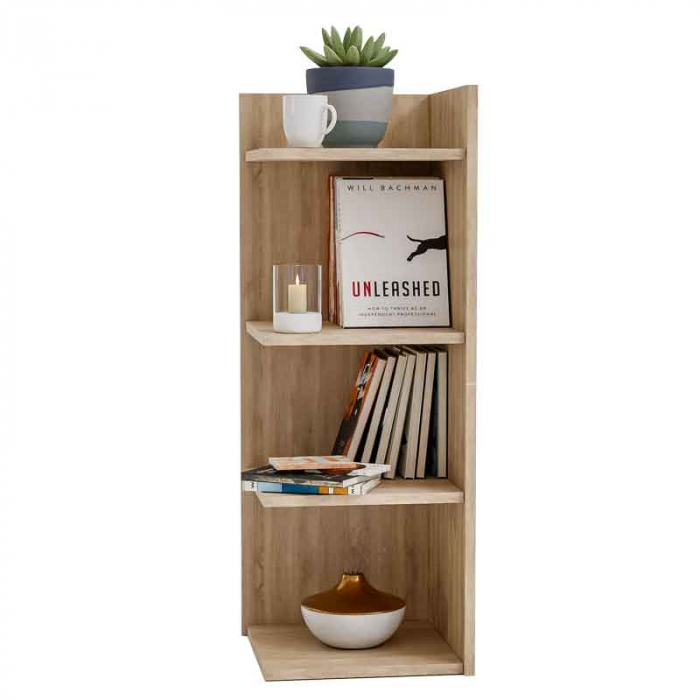 Etajera colt, Lucmi, PAL melaminat 18mm,  stejar natur , 4 rafturi , 35x35x100(h) cm [5]