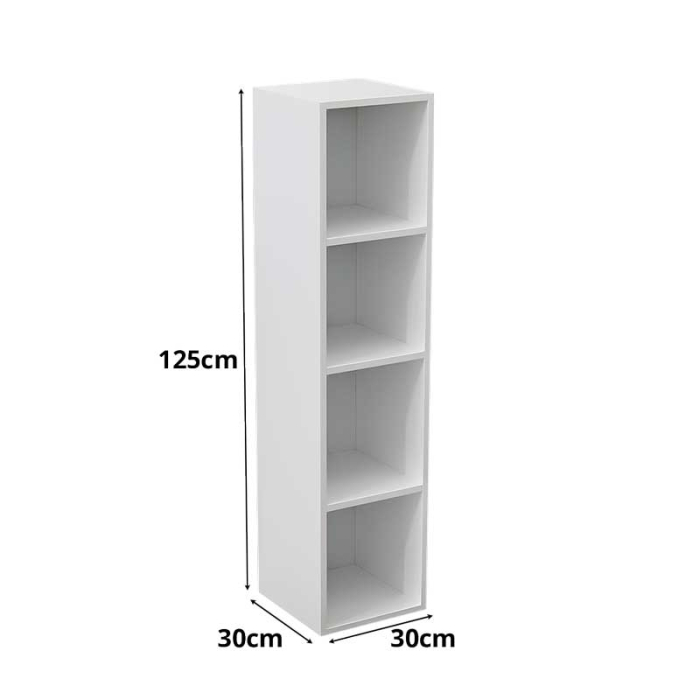 Etajera, Lucmi, PAL melaminat 18mm,Cant ABS 2mm Alb Mat, 4 rafturi , 30x30x125(h) cm [6]