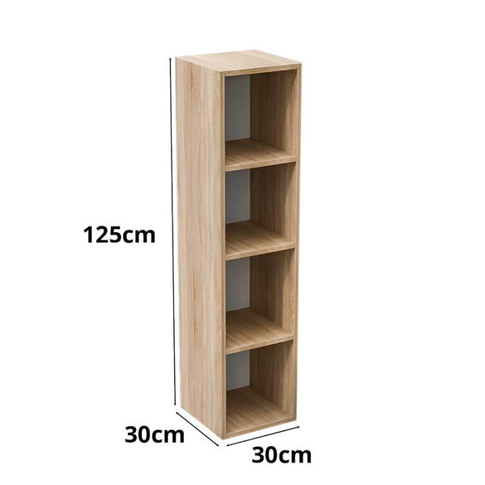 Etajera, Lucmi, PAL melaminat 18mm,Cant ABS 2mm, Stejar Natur, 4 rafturi , 30x30x125(h) cm [6]