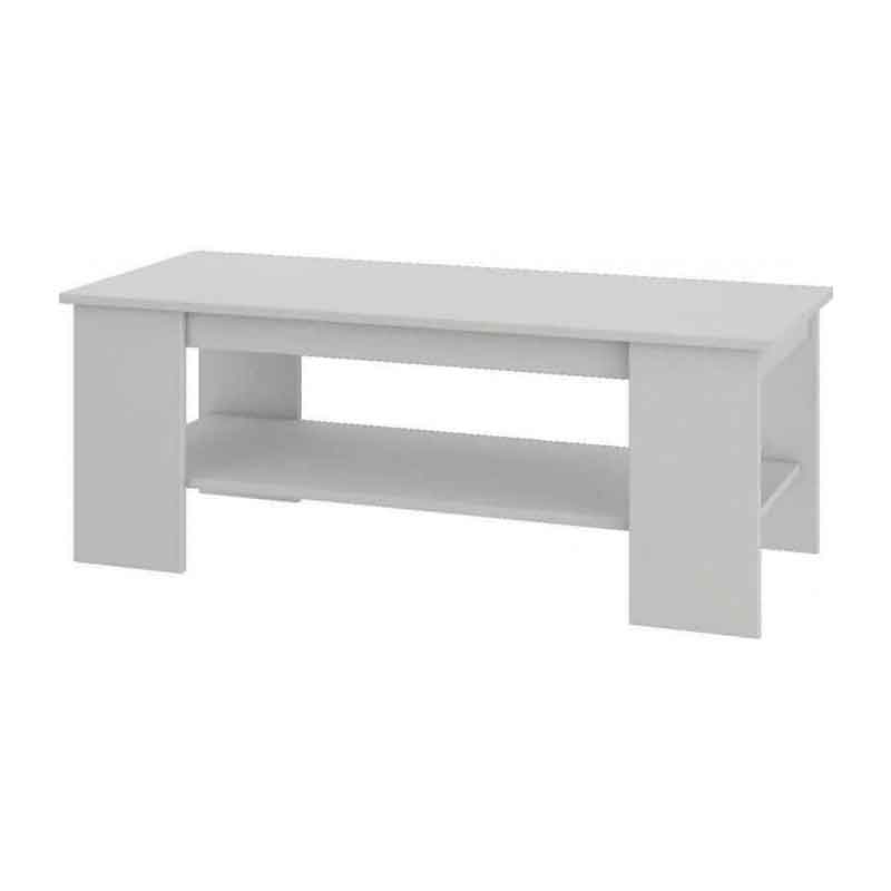 Masa de cafea, Pal laminat, 1 raft, alb, 120x50x45 cm [3]