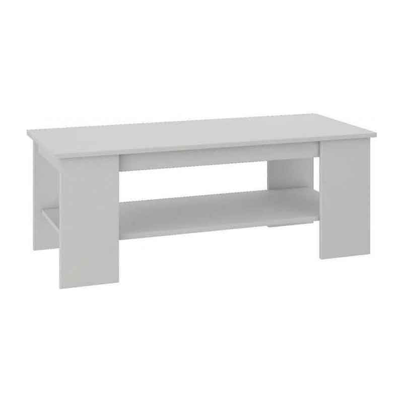 Masa de cafea, Pal laminat, 1 raft, alb, 120x50x45 cm [2]