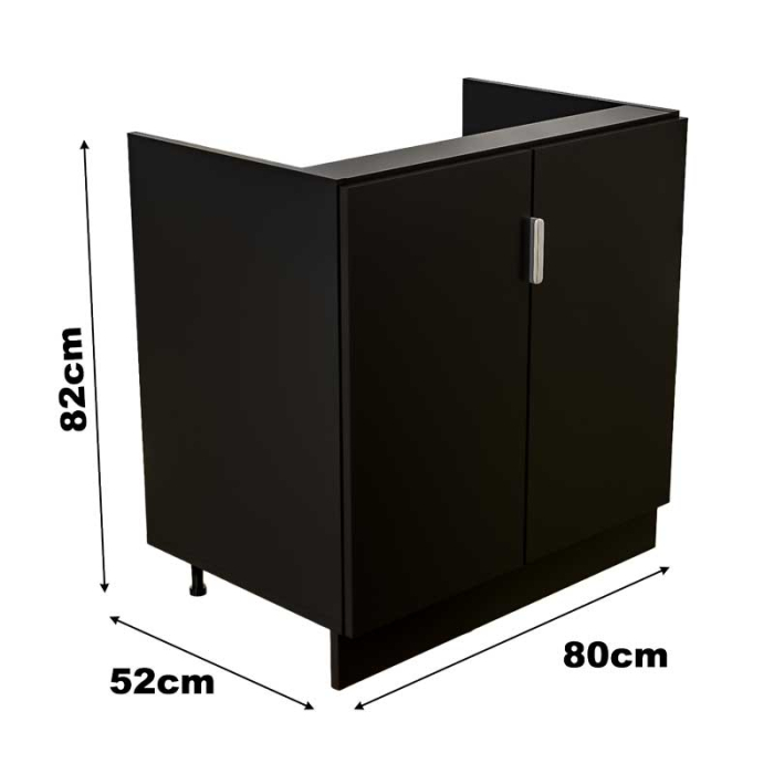 Masca chiuveta Bucatarie, Pal 18mm, Negru mat, Cant ABS 2mm, 2 Usi [3]