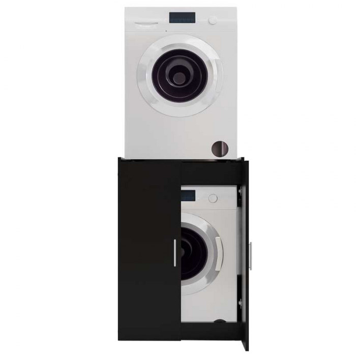 Masca masina de spalat cu uscator deasupra, Lucmi,  pal 18mm, 2 usi, Negru, 70.6 x 65 x 102.3cm [5]