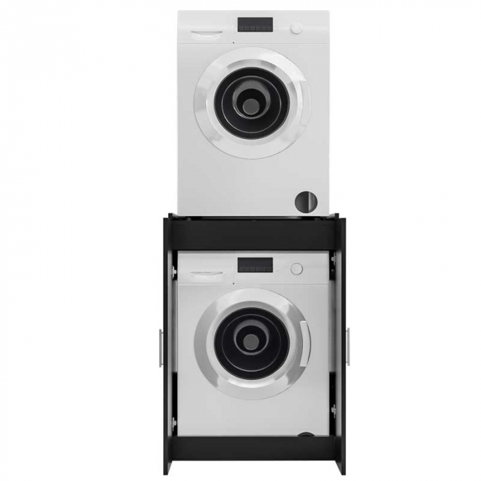 Masca masina de spalat cu uscator deasupra, Lucmi,  pal 18mm, 2 usi, Negru, 70.6 x 65 x 102.3cm [6]