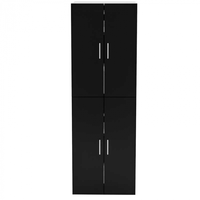 Dulap Masca masina de spalat si uscator, LUCMI,  pal, 1 raft, 4 usi, negru , 70.6 x 66.8 x 190.6cm [5]