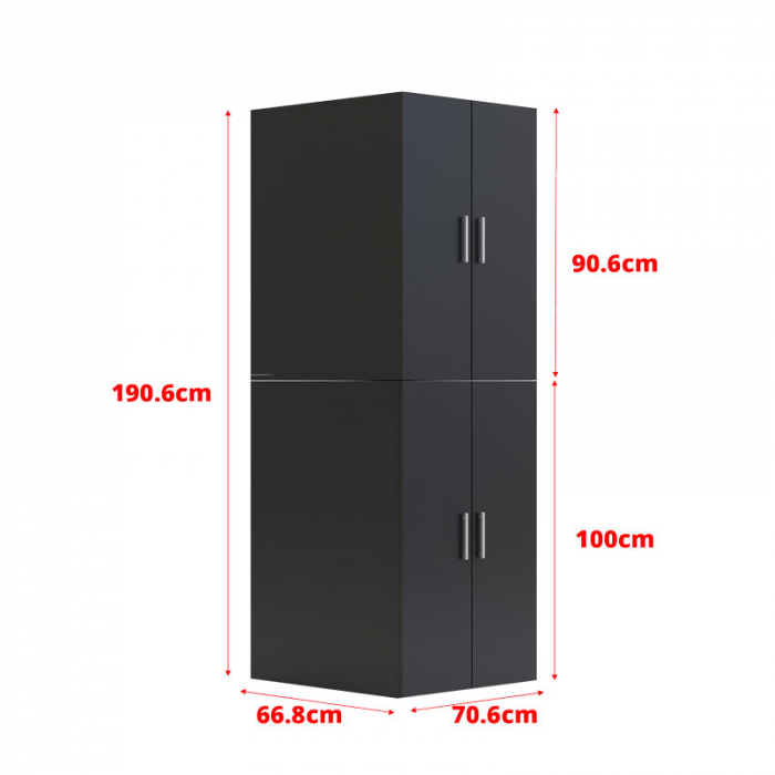 Dulap Masca masina de spalat si uscator, LUCMI,  pal, 1 raft, 4 usi, negru , 70.6 x 66.8 x 190.6cm [10]