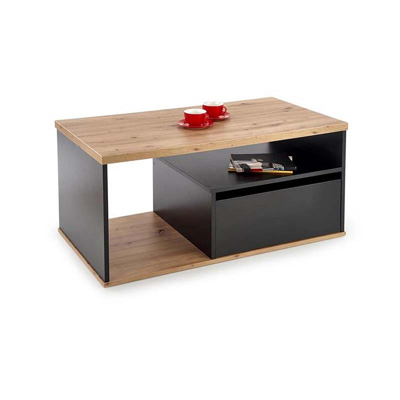 Masuta cafea cu un sertar Pantera stejar wotan/negru, 110x60x50 cm [2]