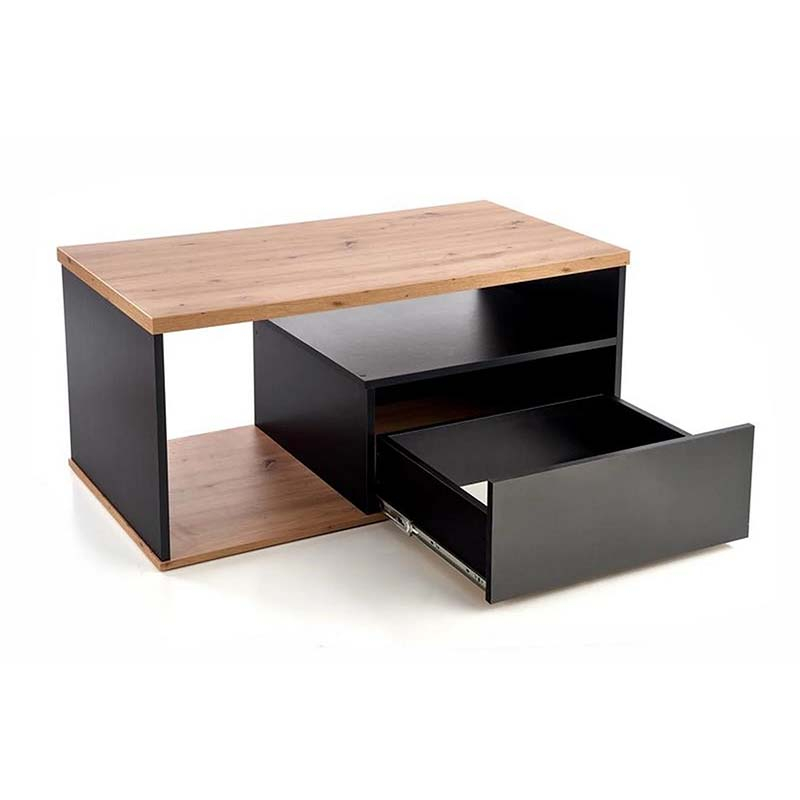 Masuta cafea cu un sertar Pantera stejar wotan/negru, 110x60x50 cm [10]
