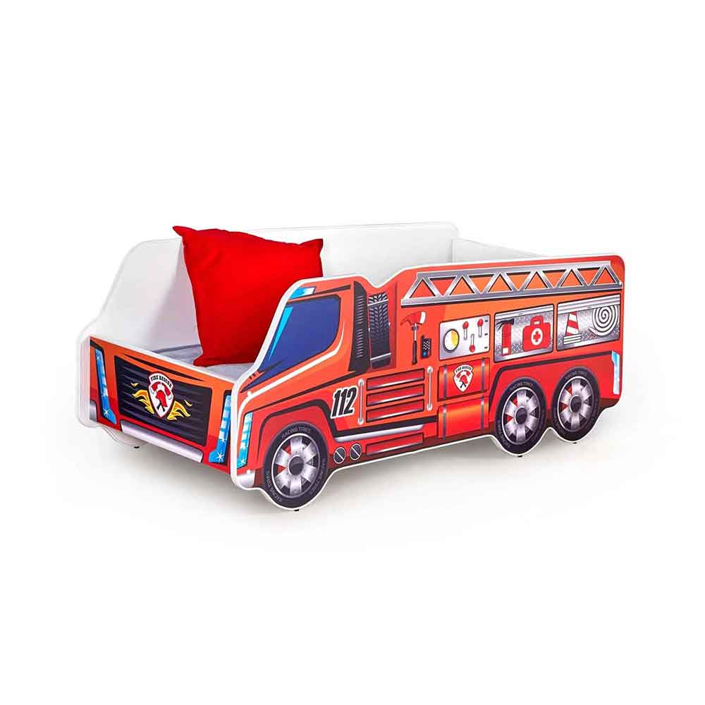 Pat masina tineret Fire Truck, somiera si saltea incluse, 70X140 cm [2]