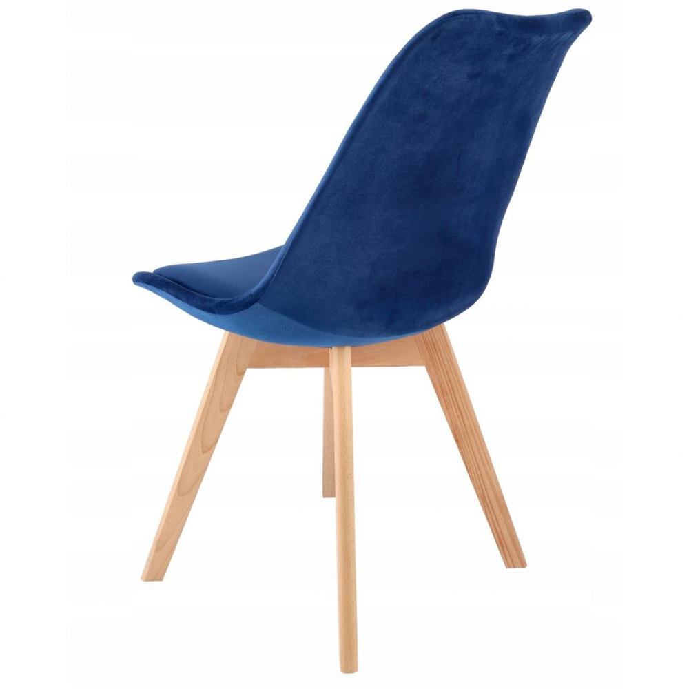 Scaun bucatarie/living, lemn, catifea, albastru, 49x60x82 cm, LUCMI [2]