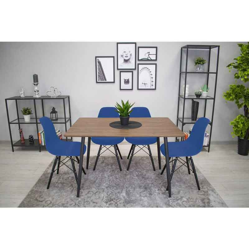 Scaun stil scandinav, Lucmi, Osaka, PP, lemn, albastru si negru, 46x54x81 cm [10]