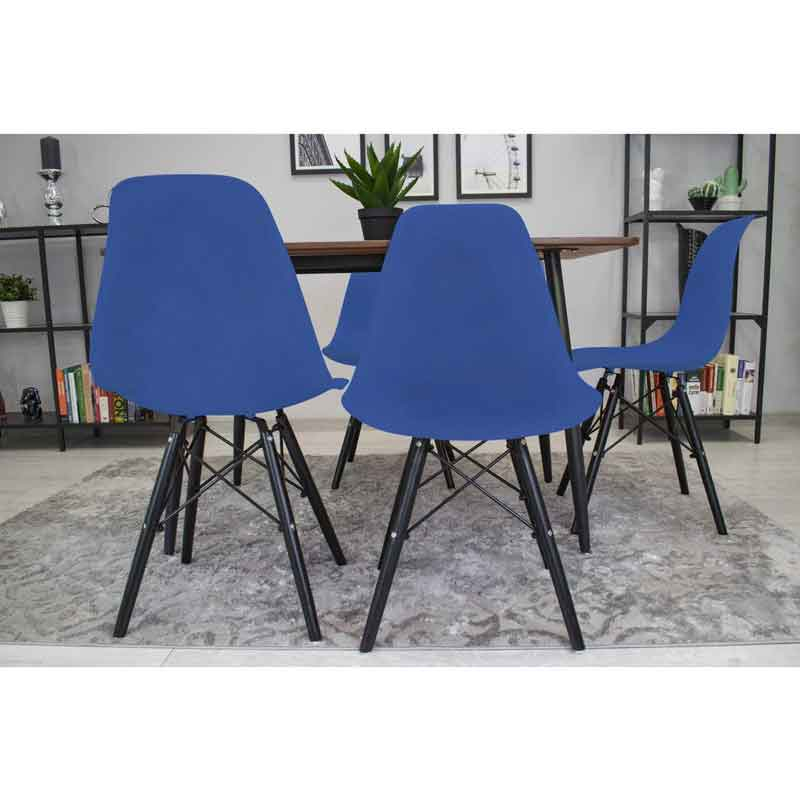 Scaun stil scandinav, Lucmi, Osaka, PP, lemn, albastru si negru, 46x54x81 cm [8]