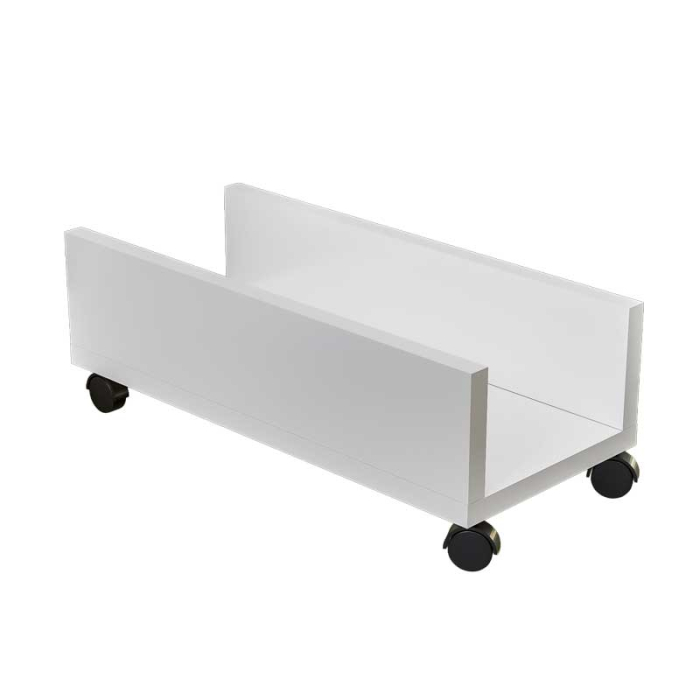 Suport Mobil pentru unitate calculator, Lucmi, Pal 18mm, Alb Mat, Cant ABS 2mm, 4 roti cu frana, 25 x 45 x 15(h)cm [4]