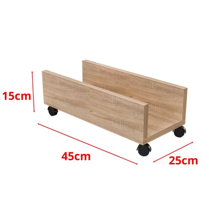 Suport Mobil pentru unitate calculator, Lucmi, Pal 18mm, Stejar Natur, Cant ABS 2mm, 4 roti cu frana, 25 x 45 x 15(h)cm [7]