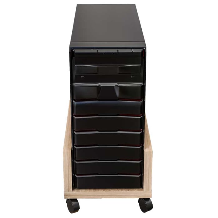 Suport Mobil pentru unitate calculator, Lucmi, Pal 18mm, Stejar Natur, Cant ABS 2mm, 4 roti cu frana, 25 x 45 x 15(h)cm [6]