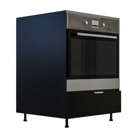 Bucatarie - Corp inferior bucătărie pentru cuptor incorporabil, cu spațiu depozitare, 48x63.6x90 cm – Negru Mat, PAL 18 mm, Lucmi
