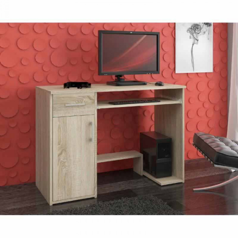 Birou calculator, PAL laminat, 1 sertar, 3 rafturi, stejar, 90x50x74 cm [1]