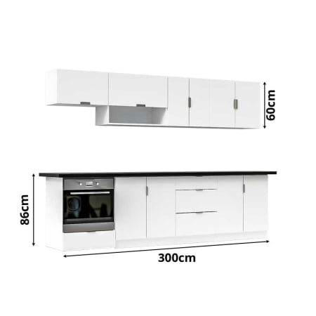 Bucatarie - Bucatarie Lucmi Model 1, Alb perlat, Pal 18mm, Cant ABS, 300cm