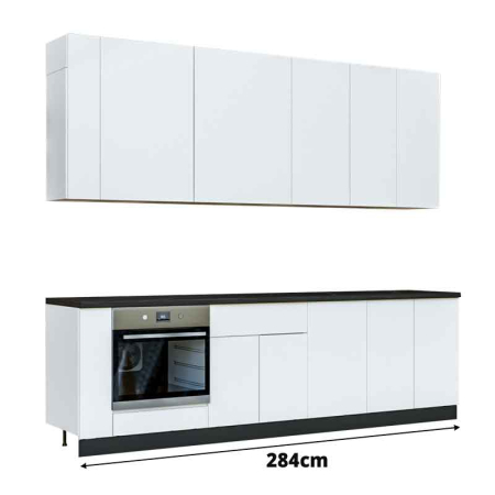 Bucatarie - Bucatarie Lucmi Model 2, Alb perlat, Pal 18mm, Cant ABS, 284cm