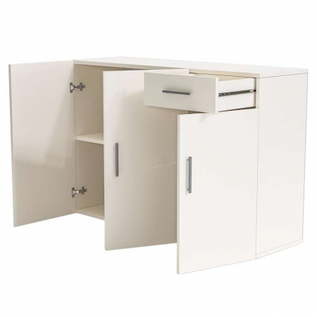 Comoda Lucmi, Pal 18mm, alb ,cu 3 usi si 1 sertar, 120x35x80 cm [5]