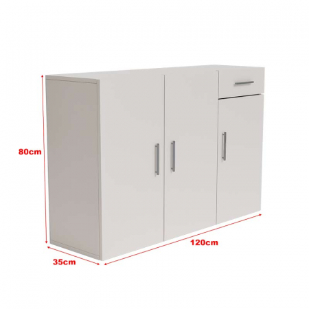 Comoda Lucmi, Pal 18mm, alb ,cu 3 usi si 1 sertar, 120x35x80 cm [6]