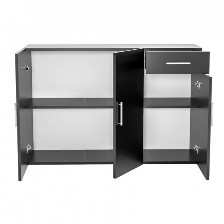 Comoda Lucmi, Pal 18mm, negru ,cu 3 usi si 1 sertar, 120x35x80 cm [4]