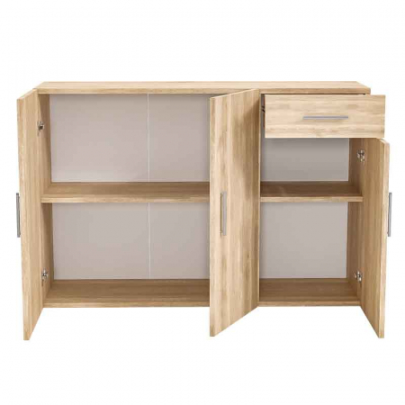 Comoda Lucmi, Pal 18mm, stejar natur ,cu 3 usi si 1 sertar, 120x35x80 cm [5]