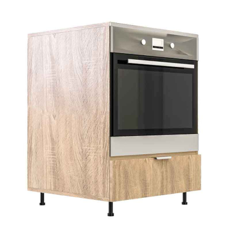 Corpuri Modulare Bucatarie - Corp inferior bucătărie pentru cuptor incorporabil, cu spațiu depozitare, 48x63.6x90 cm – Stejar Natur, PAL 18 mm, Lucmi