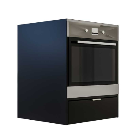 Bucatarie - Corp Inferior pentru Cuptor incorporabil, Lucmi, PAL 18mm, Cant ABS 2mm, Negru Mat, cu spatiu depozitare, 48(a) x 63.6( L) x 80(h)cm