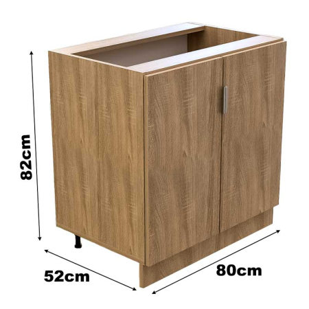 Corpuri Modulare Bucatarie - Corp Modular Bucatarie, Pal 18mm, Cant Abs 2mm, Stejar Natur, 1 polita, 2 Usi