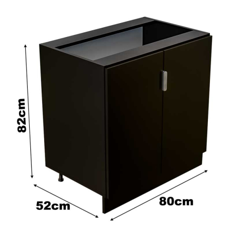 Corpuri Modulare Bucatarie - Corp modular de bucătărie – PAL 18 mm, Negru Mat, 2 uși, 1 poliță