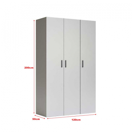 Dressing cu cu 3 usi,Lucmi, PAL melaminat 18mm, Alb, 120 x 50 x 200(h)cm [6]
