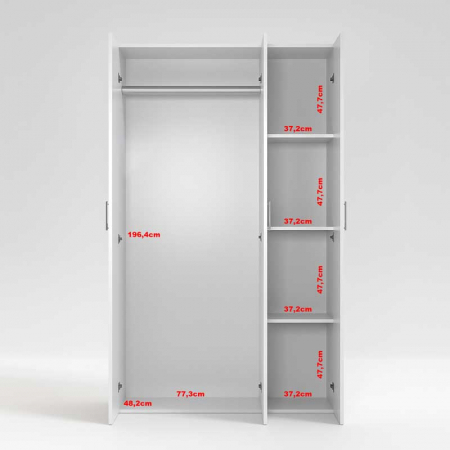 Dressing cu cu 3 usi,Lucmi, PAL melaminat 18mm, Alb, 120 x 50 x 200(h)cm [7]