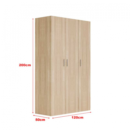 Dressing cu cu 3 usi,Lucmi, PAL melaminat 18mm, Egger Stejar natur, 120 x 50 x 200(h)cm [7]