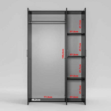 Dressing cu cu 3 usi,Lucmi, PAL melaminat 18mm, Negru, 120 x 50 x 200(h)cm [7]