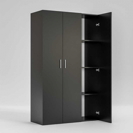 Dressing cu cu 3 usi,Lucmi, PAL melaminat 18mm, Negru, 120 x 50 x 200(h)cm [4]