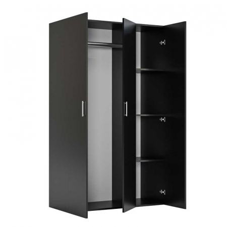Dressing Lucmi - Dressing cu cu 3 usi,Lucmi, PAL melaminat 18mm, Negru, 120 x 50 x 200(h)cm
