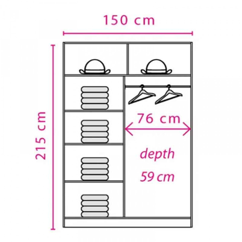 Dressing cu usi glisante LUCMI  sonoma, 150cm [2]