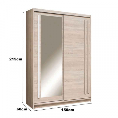 Dressing cu usi glisante LUCMI  sonoma, 150cm [4]