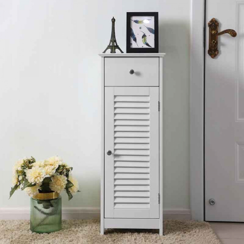 Dulap baie, LUCMI,  MDF, 1 raft, 1 usa, 1 sertar, alb MAT, 32x30x87cm [4]